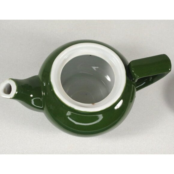 Antique Dark Green and White Teapot 1920s Art Deco, Retro Kitchen - Picture 7 of 8